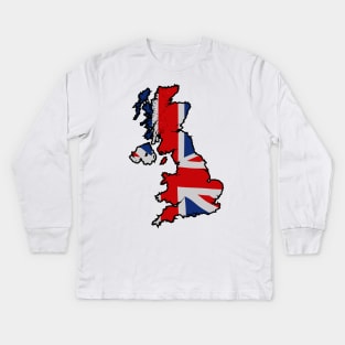 Great Britain (black outline) Kids Long Sleeve T-Shirt